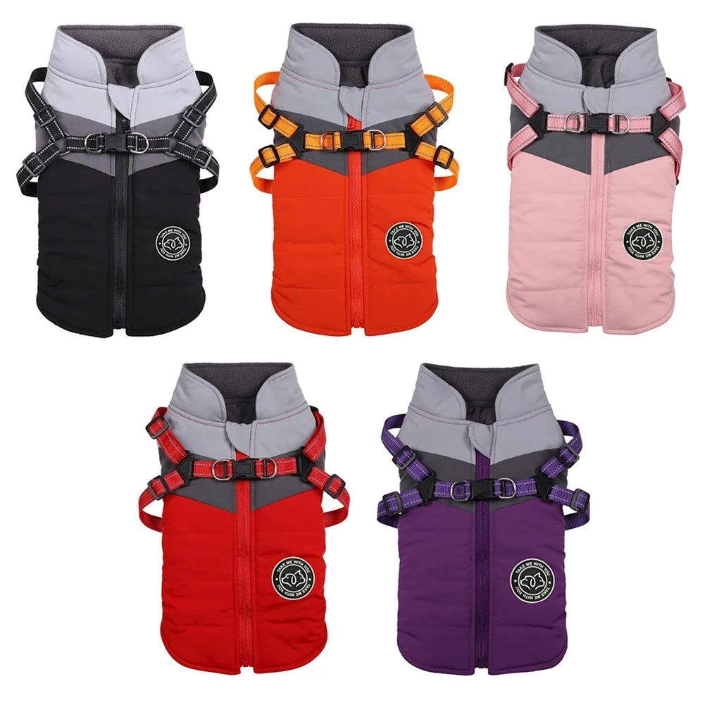 Winter Dog Harness Vest Waterproof Warm Puppy Jacket Clothes for Small Dogs Shih Tzu Chihuahua Pug Coat