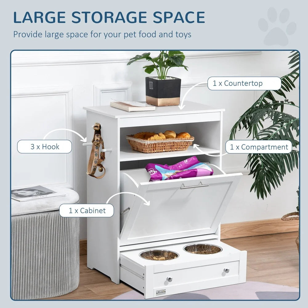 XMSJ Pet Feeder Station Cabinet With Raised Bowls Hanger