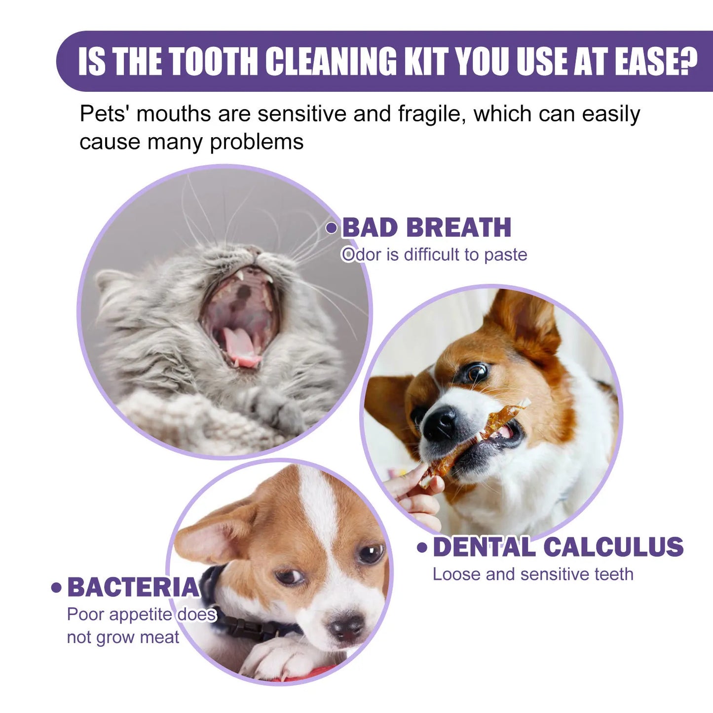 50PCS Cat Dog Tooth Cleaning Wipes Gentle Gum Care Lemon Scent