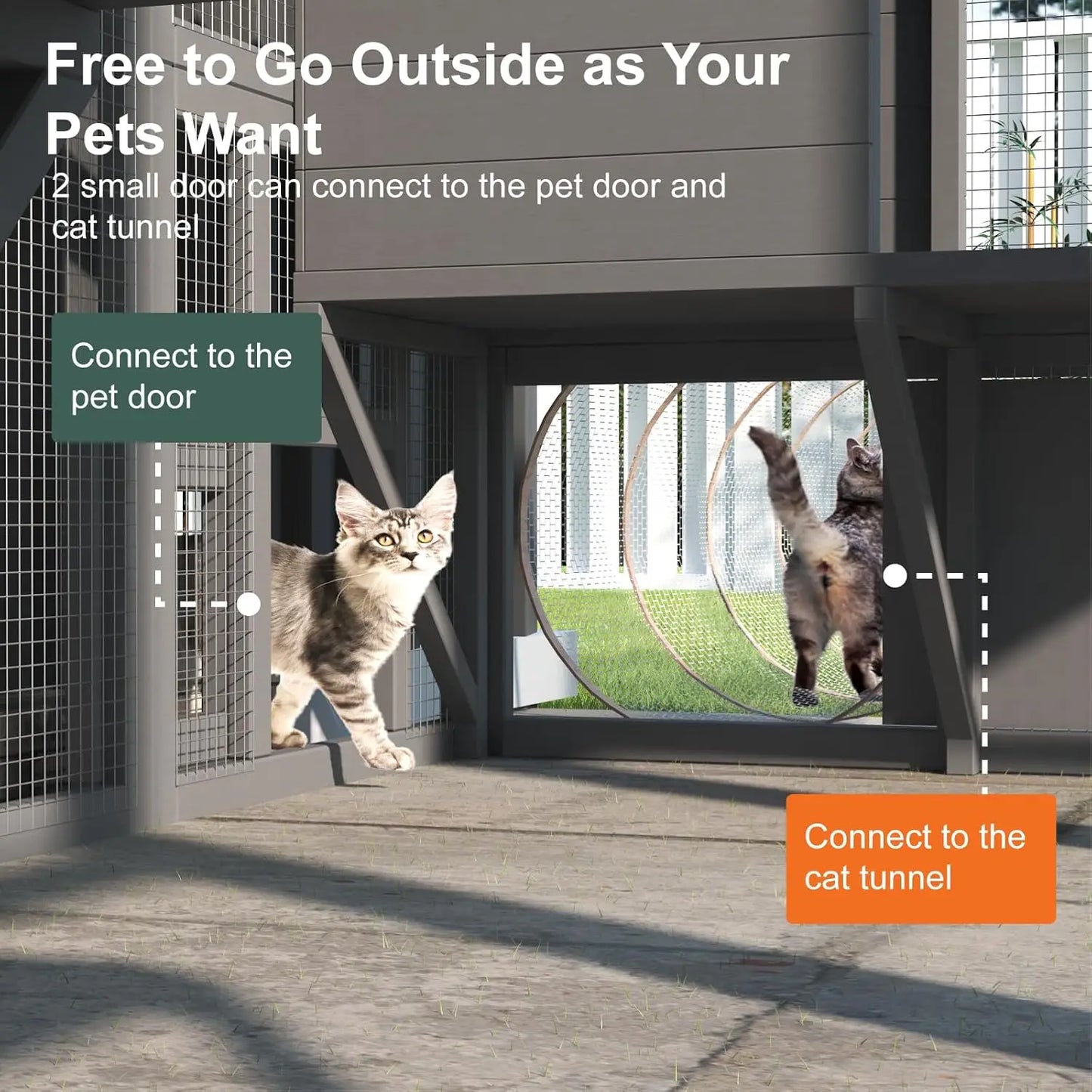 Large Catio Outdoor Cat Enclosure with Waterproof Cover and Roof
