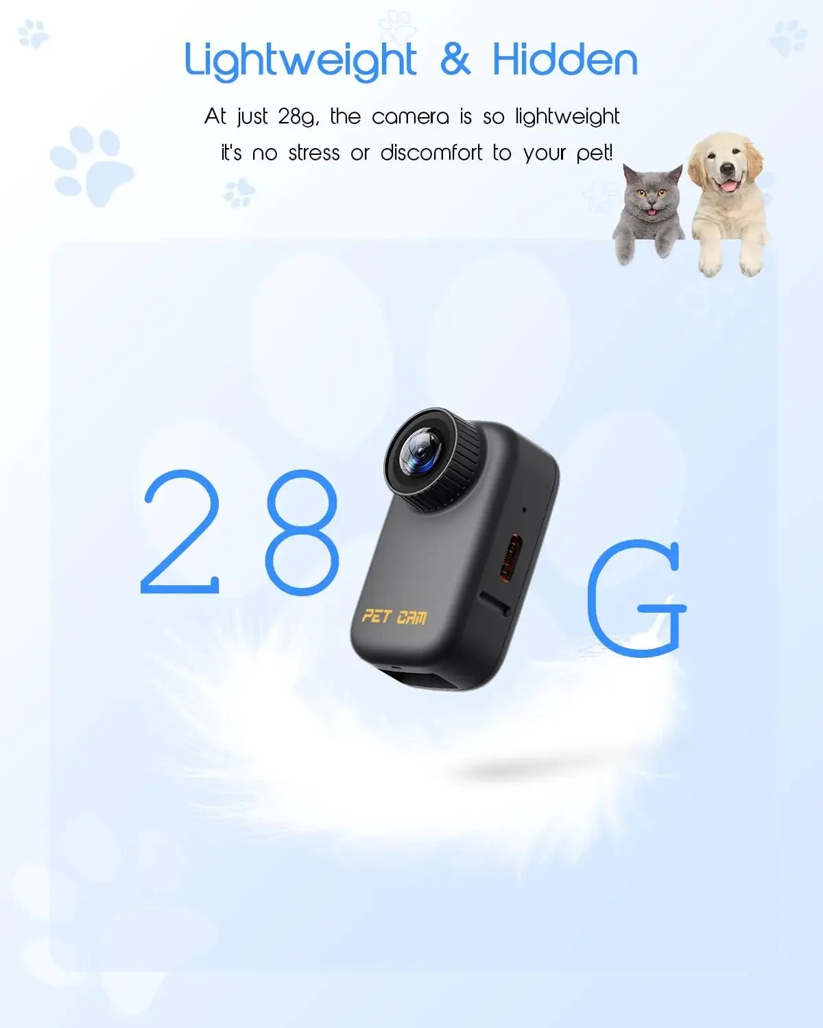 XMSJ 4K Cat Collar Camera HD WiFi PetCam Mini Action
