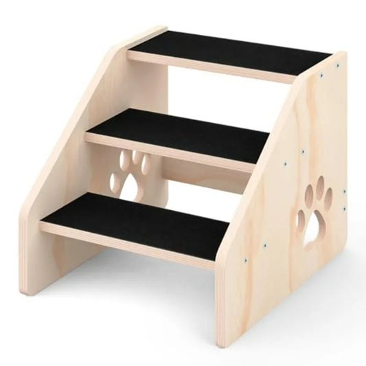 Dog Door Wooden 3 Step Dog Stairs Ramp For Pets High Beds