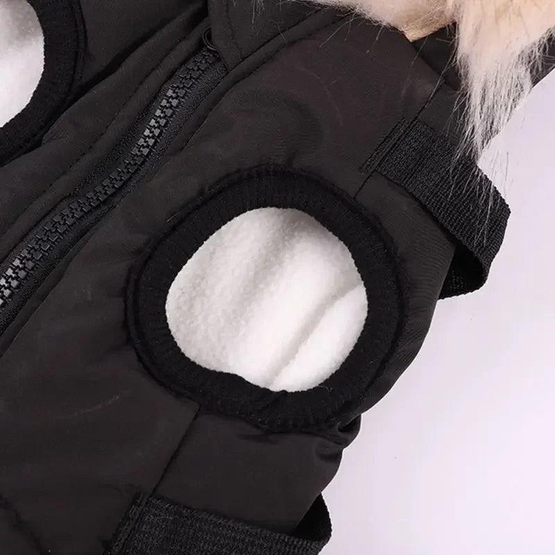 Fleece Lining Dog Hoodie with Harness Built In Warm Small Dog Jacket Winter Puppy Coats Hooded for Small Medium Dogs