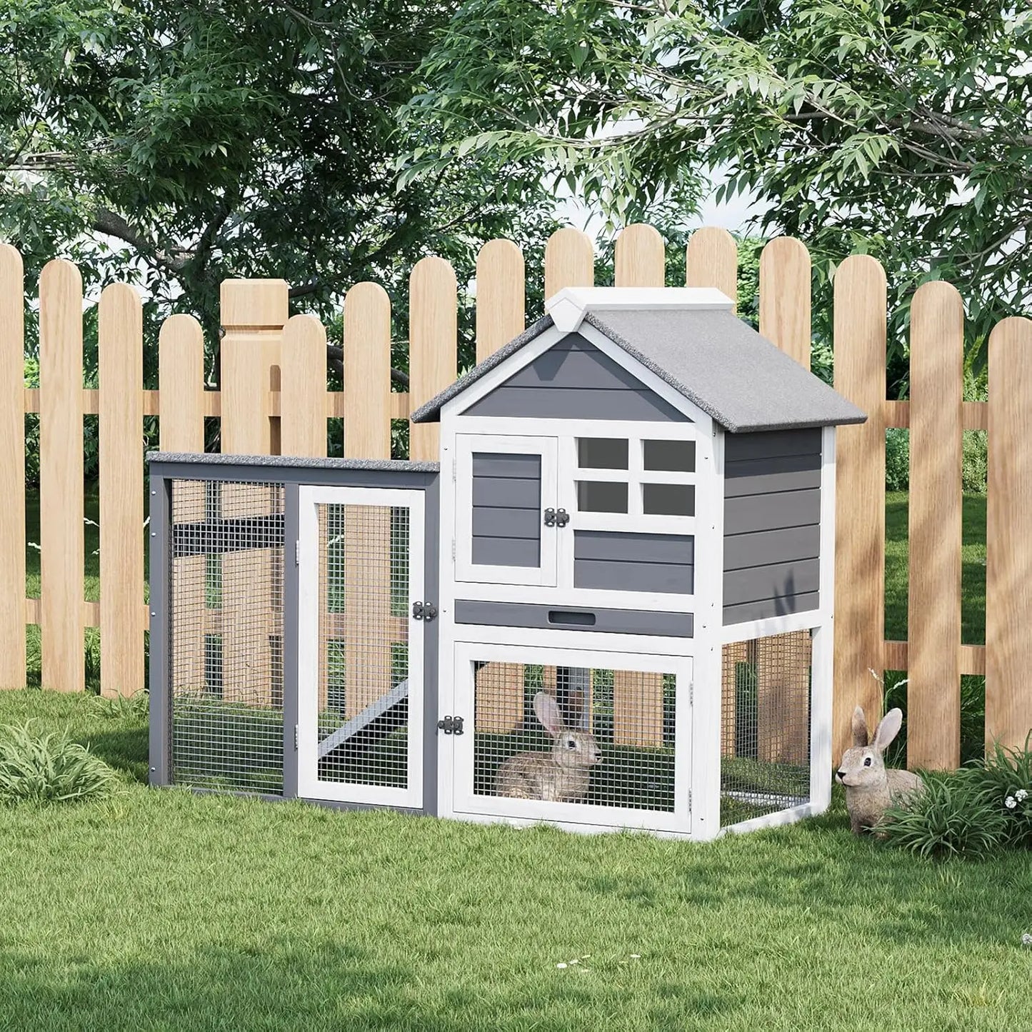 Rabbit Hutch Indoor Outdoor Two Story Cage