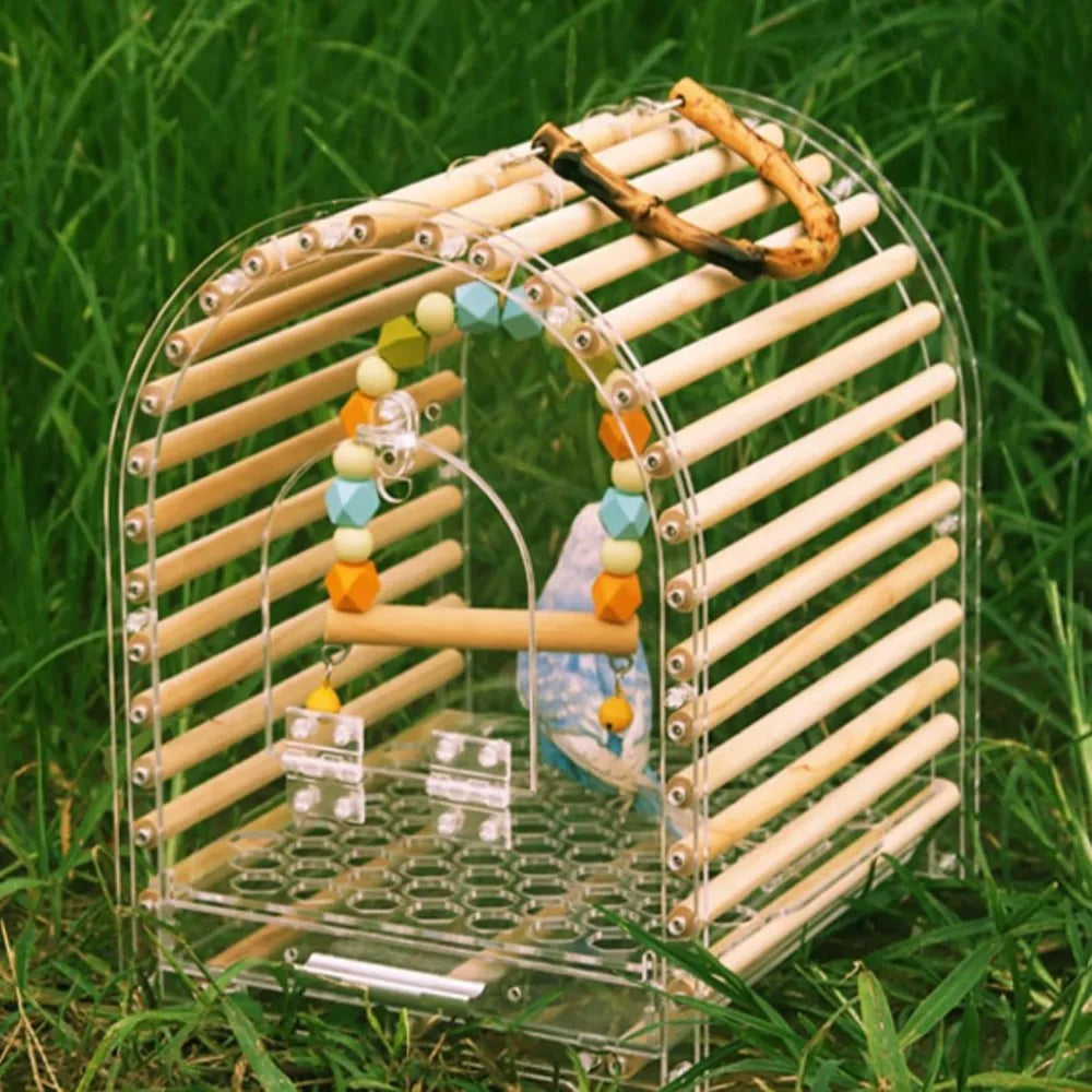 Flight Cage For Parrots Portable Transparent Bird Cage