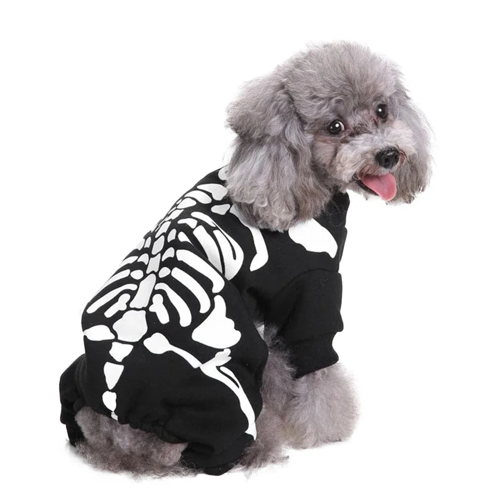 Skeleton Dog Costumes Halloween Pet Clothes Apparel for Puppies Small Medium Dogs and Cats Holiday Party Dressing Up Clothes