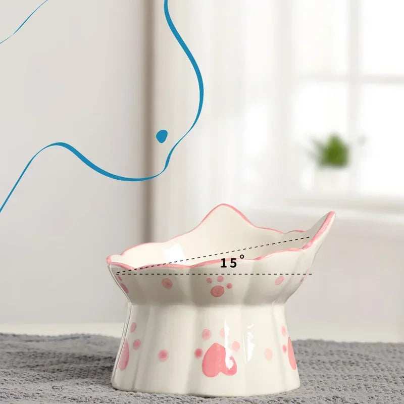 Ceramic Elevated Pet Food Bowl Set for Cats and Dogs Drinking and Eating Accessories