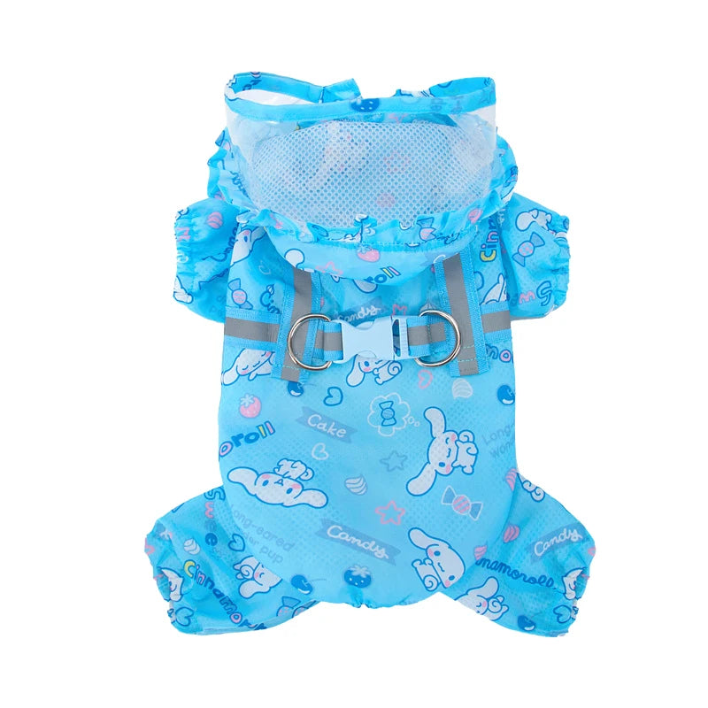 Cinnamoroll Waterproof Pet Raincoat with Hood for Dogs of All Sizes Stylish and Functional Rain Jacket