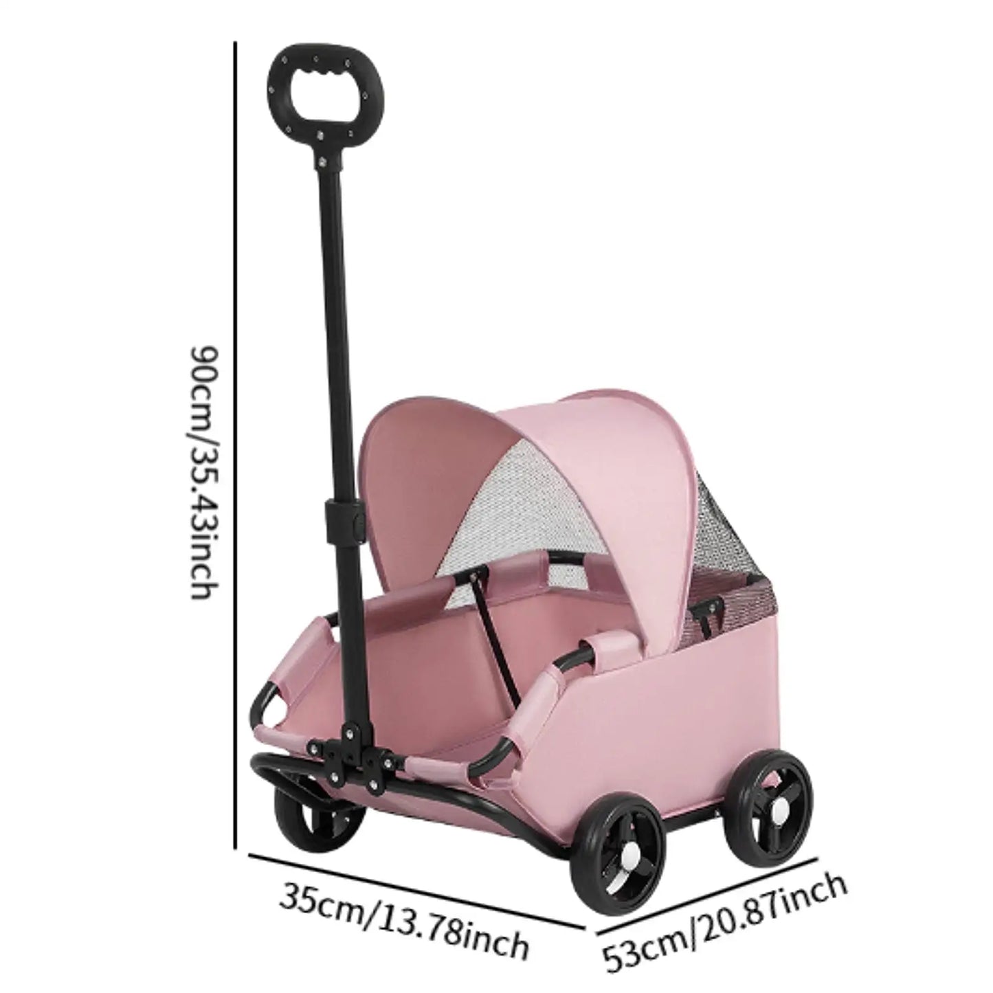Pet Stroller With Sun Cover Breathable For Dogs Cats