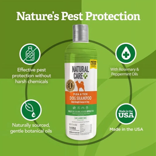 XMSJ Flea and Tick Dog Shampoo Peppermint Scent Natural Plant Extracts Biodegradable 12oz