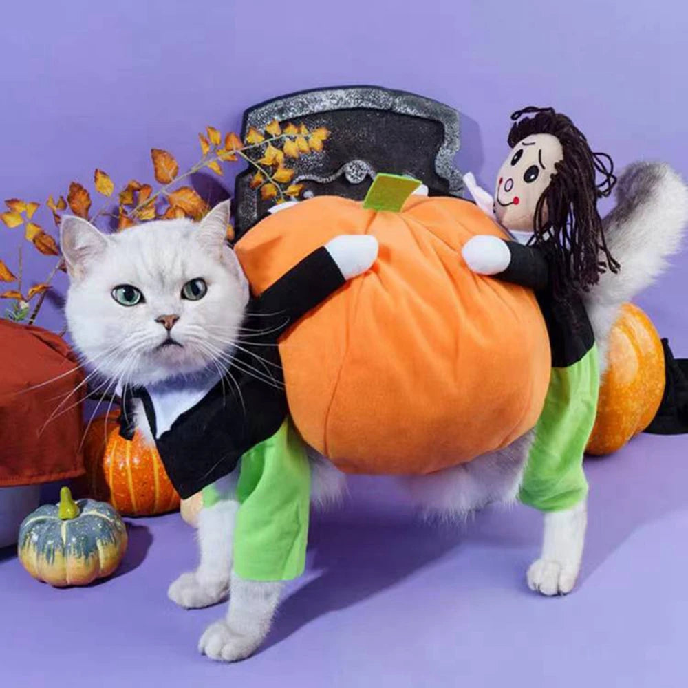 Funny Pet Cosplay Costume Small Medium Dog Leotard Coat Halloween Christmas Pumpkin Cat Clothing