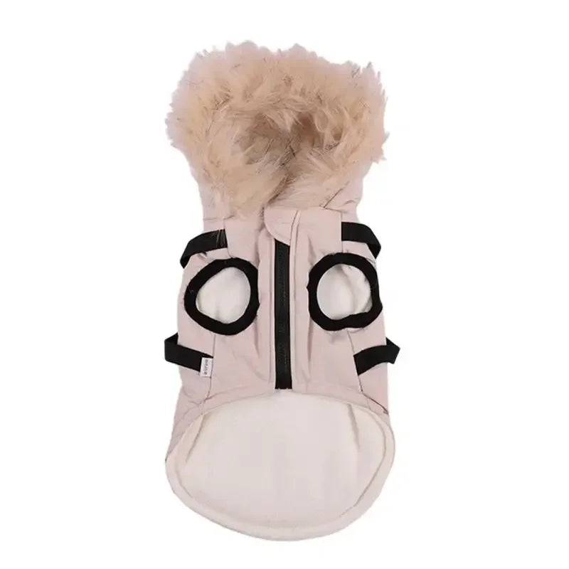 Winter Pet Dog Jacket With Harness Warm Waterproof Hooded Coat For Small And Medium Dogs Chihuahua French Bulldog Outfit