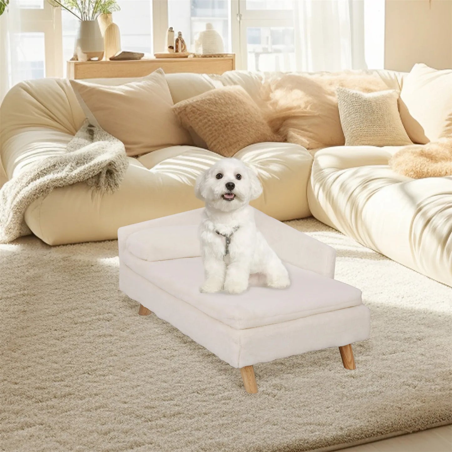 BINGOPAWCN Elevated Pet Bed Nordic Stool With Cozy Pad