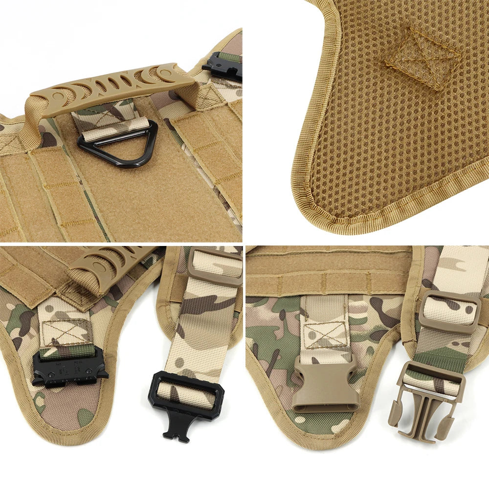 Large Dog Harness Collar Leash Set Tactical Vest for Training