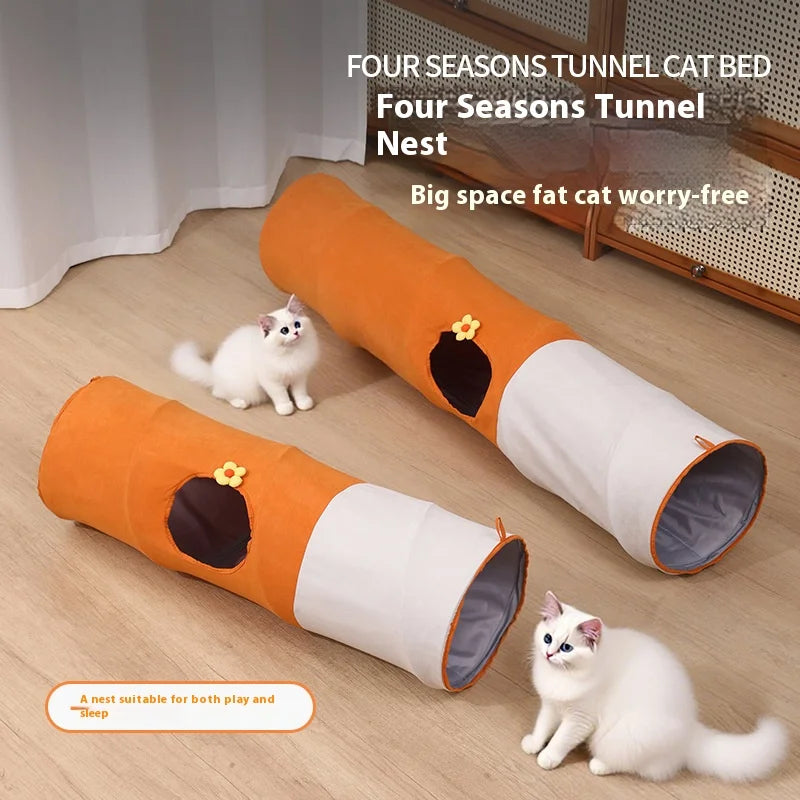 Premium Cat Tunnel Bed Hybrid Oversized Design Multi-Access Points Oxford Fabric for Large Cats