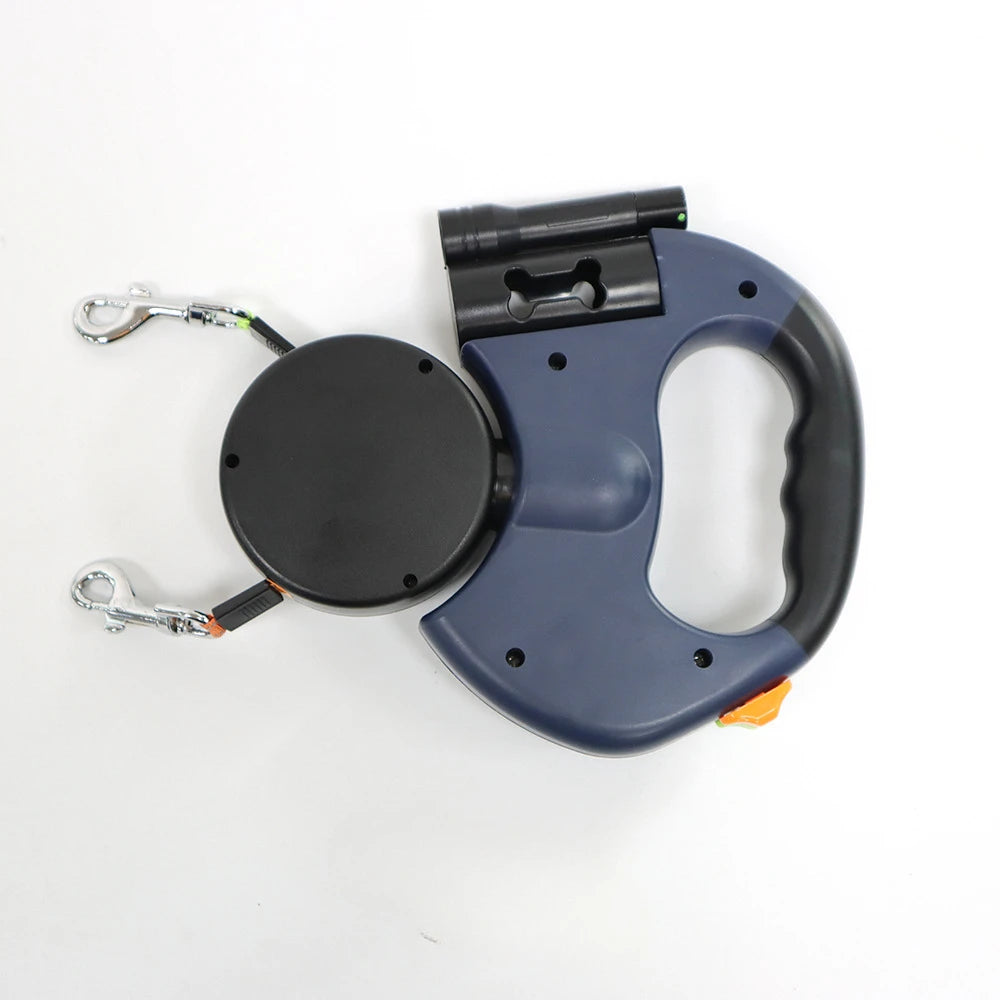 Automatic Retractable Two End Pet Leash with Flashlight 10 Feet