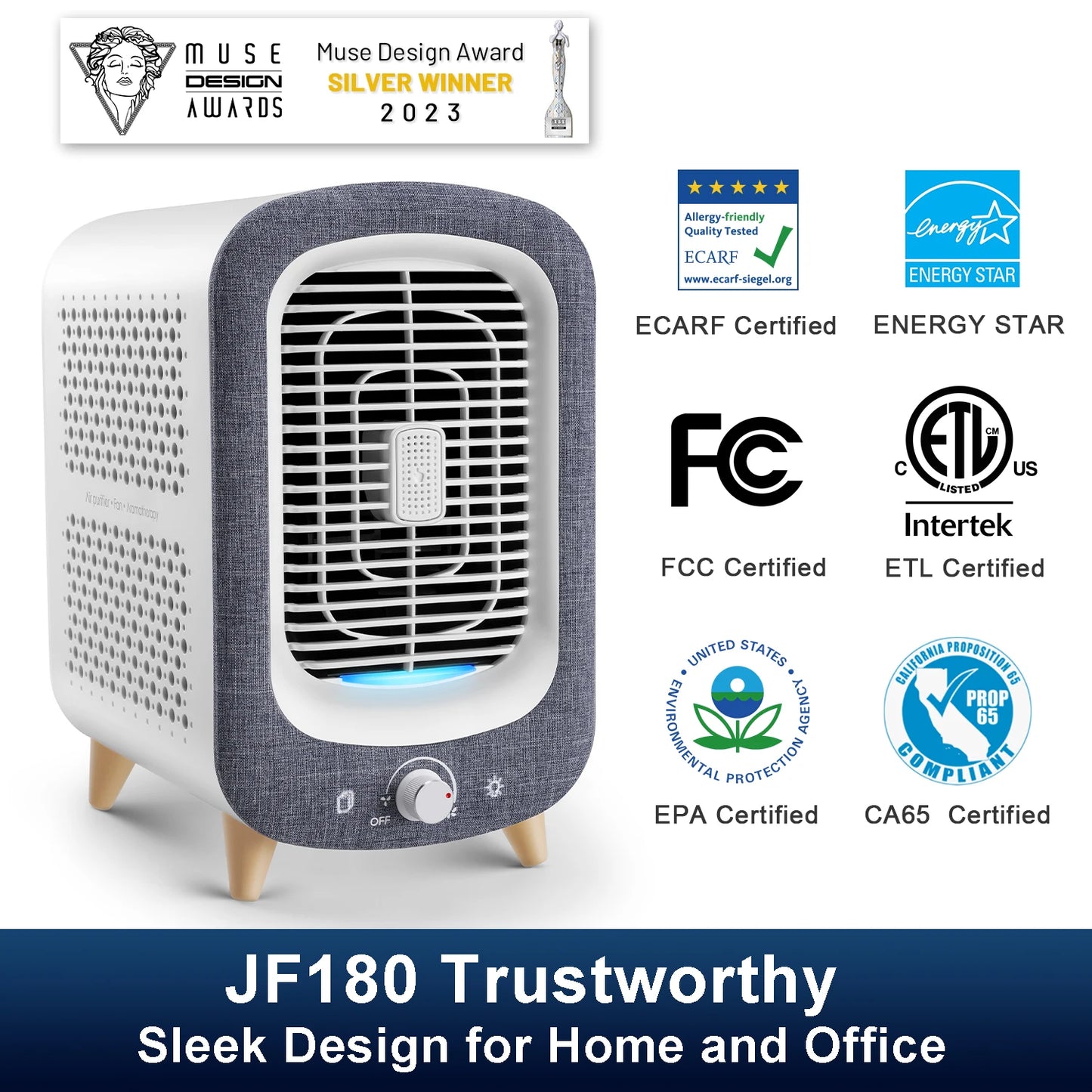 Jafanda Air Purifier for Home Bedroom 780 Square Feet HEPA and Activated Carbon Air Cleaner with Fragrance Sponge and Nightlight for Smoke Removal