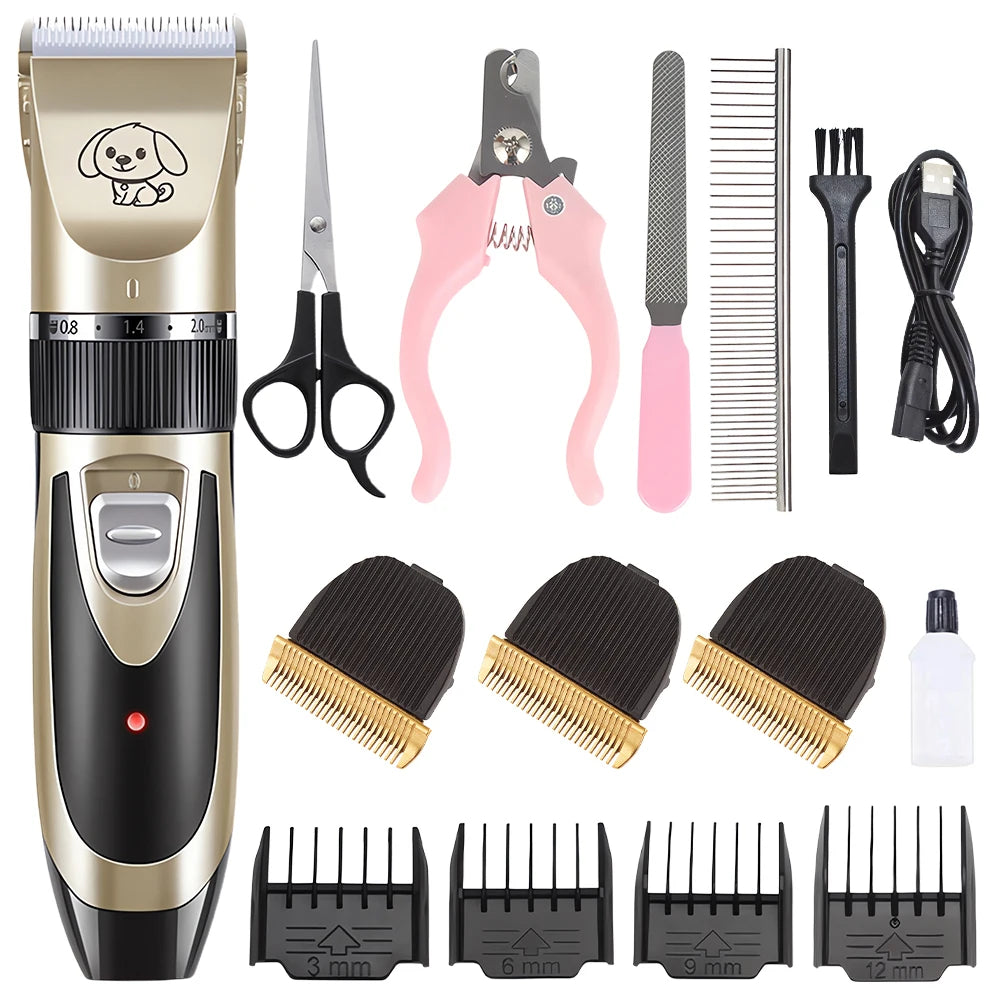 Pet Clipper Grooming Kit Rechargeable Hair Trimmer for Cats and Dogs