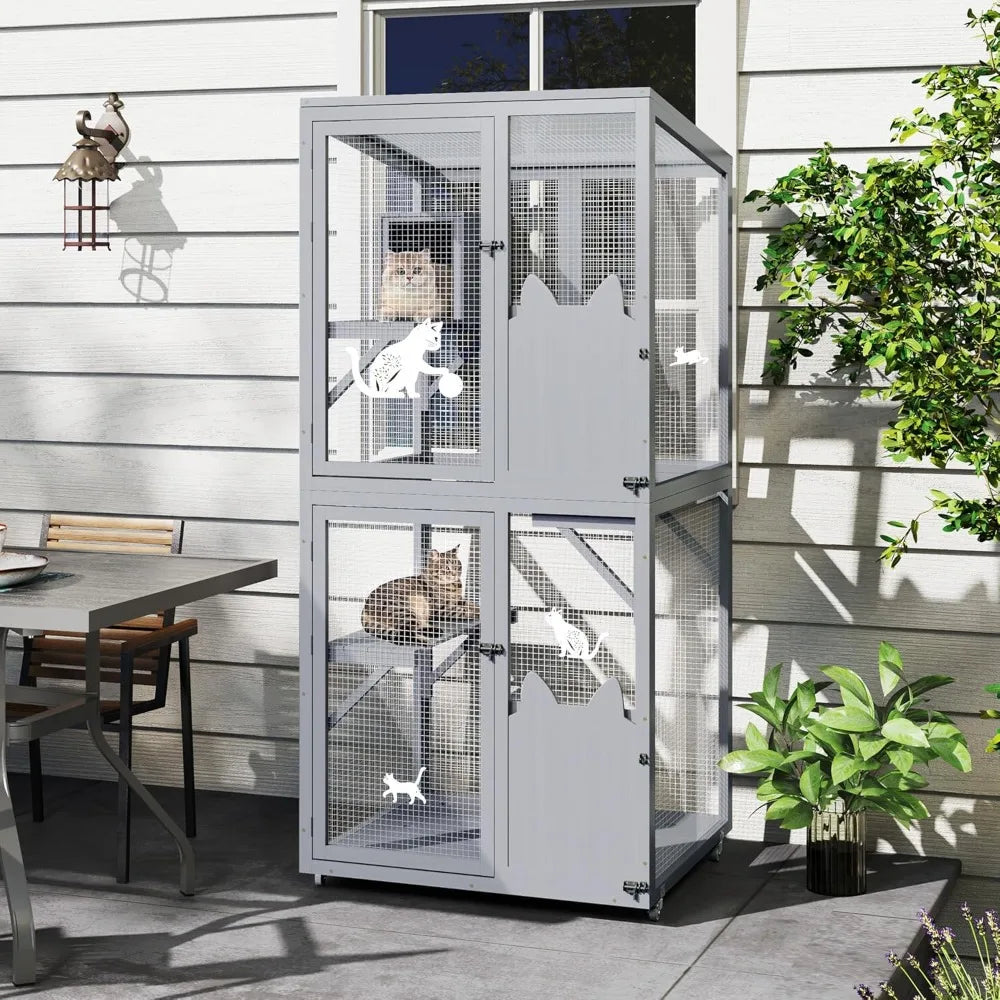Closure Outdoor Cat Enclosure Wheels Window Access Cage