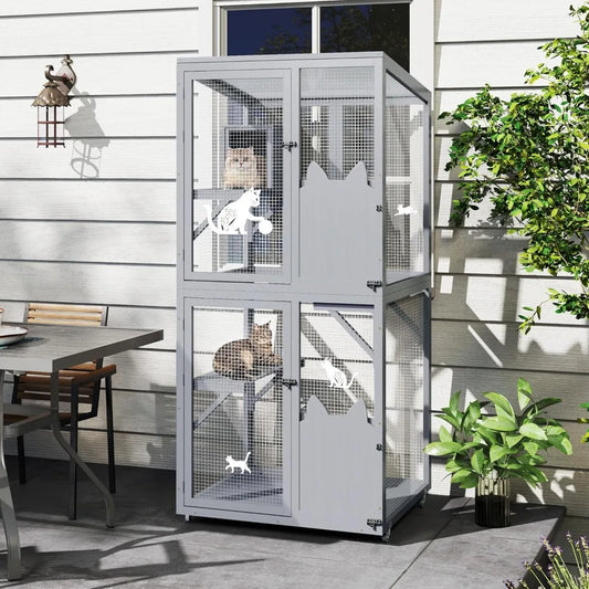 Closure Outdoor Cat Enclosure Wheels Window Access Cage