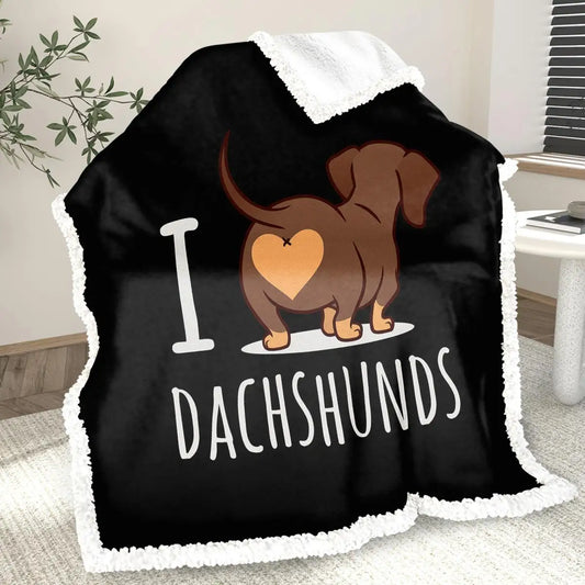 Dachshund Sherpa Blanket 3D Printed Fleece Reversible Throw for Dog Lovers Cozy 50x60 Inch Couch Bed Blanket
