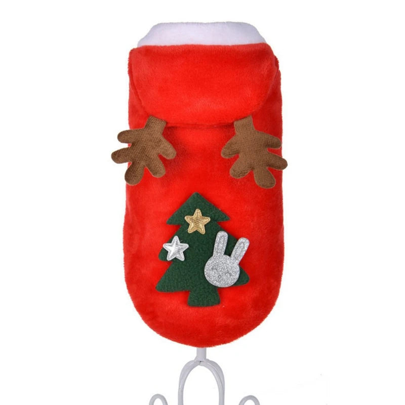 Hooded Christmas Jumpsuit for Dogs Pet Elk Warm Autumn Winter Puppy Jacket Coat