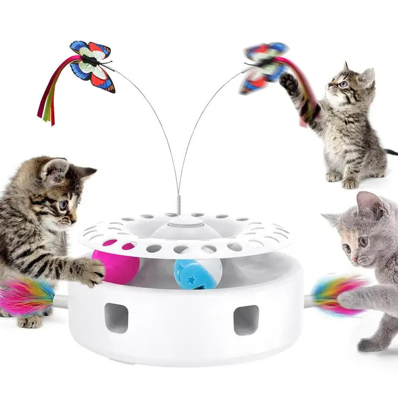 3in1 Automatic Interactive Kitten Toy with Fluttering Butterfly
