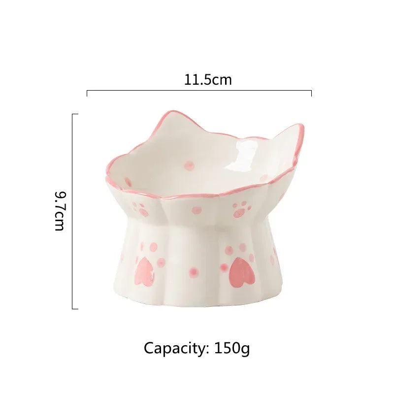 Ceramic Elevated Pet Food Bowl Set for Cats and Dogs Drinking and Eating Accessories