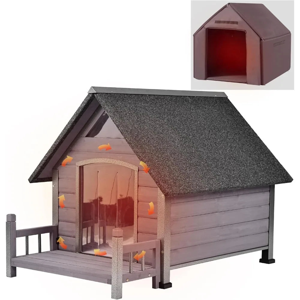 Insulated Outdoor Dog House With Metal Frame Weatherproof