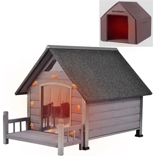 Insulated Outdoor Dog House With Metal Frame Weatherproof