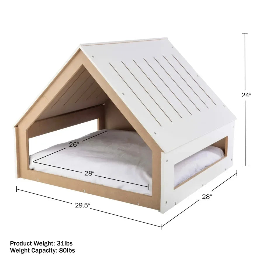 Hign Concerned Wooden Indoor Dog House With Cushion Shelter