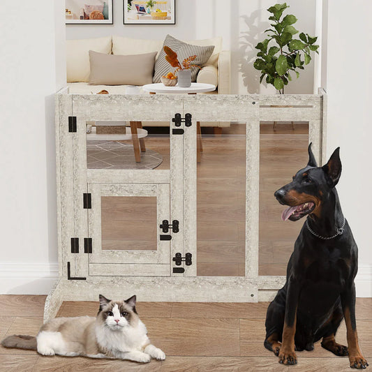 Dog Door Heavy Duty Tempered Glass Pet Gate Retractable