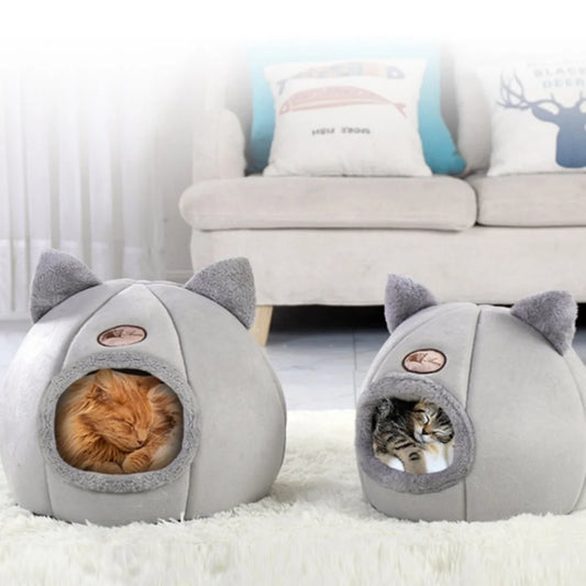 Cozy Cat Bed with Ears for Warmth and Comfort in Winter