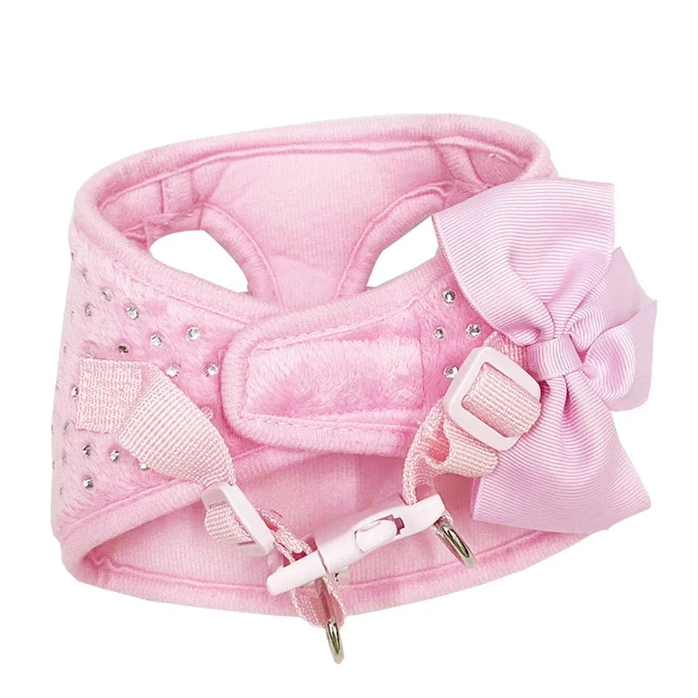 Bowknot Adjustable Pet Harness and Leash Set for Small Dogs