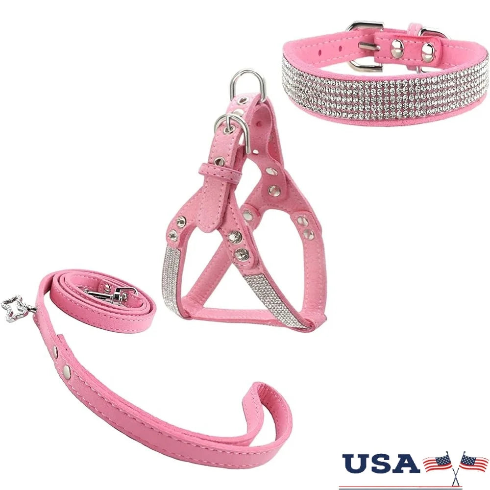 Comfortable Soft Dog Collar and Harness Set for Small Pets
