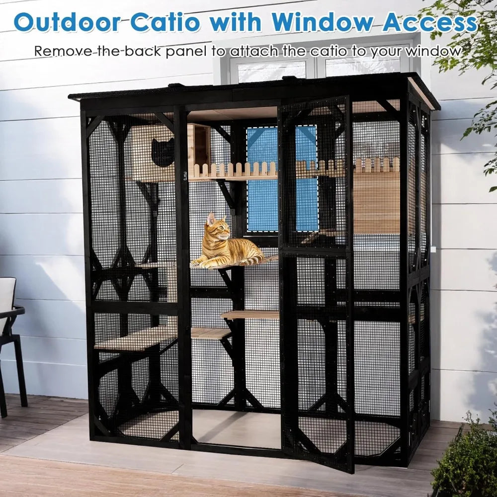 Large Outdoor Cat Catio Walk-in Enclosure for Multiple Cats