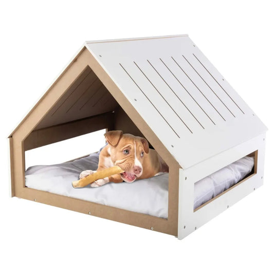 Hign Concerned Wooden Indoor Dog House With Cushion Shelter