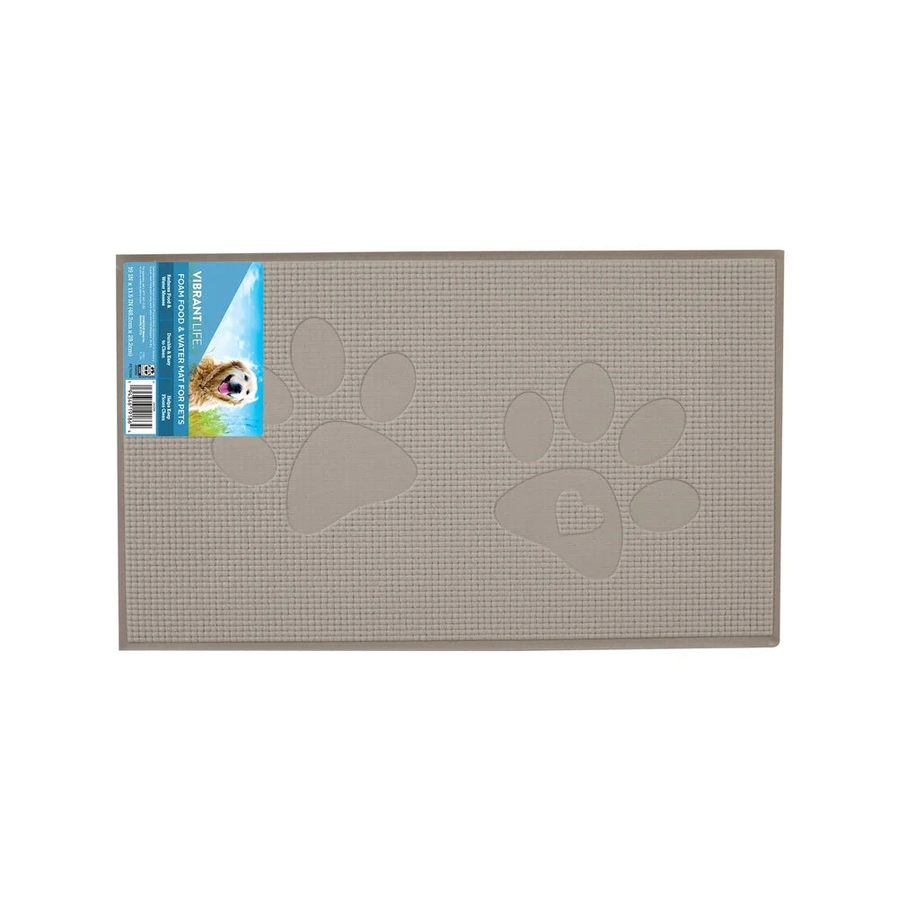 DUTRIEUX Foam Dog Bowl Mat Non Slip Paw Print Design