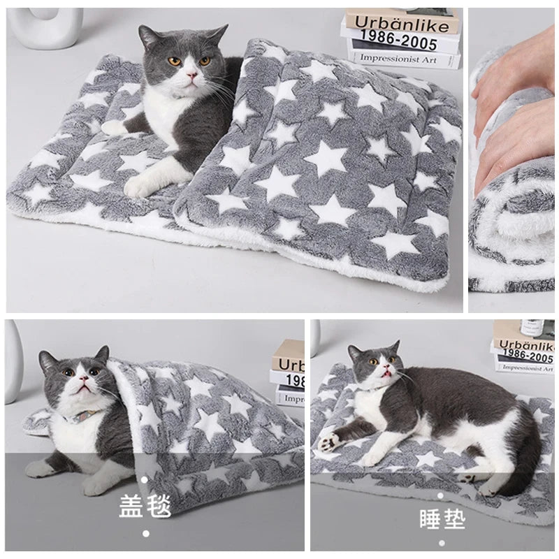 Flannel Pet Sleeping Mat Dog Bed Soft Cushion for Small Pets