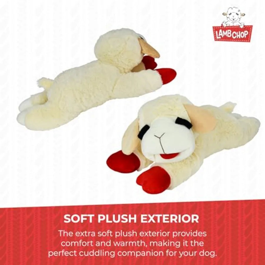 Lamb Chop Plush Dog Toy Extra Soft Squeaky Jumbo Cuddly Fun