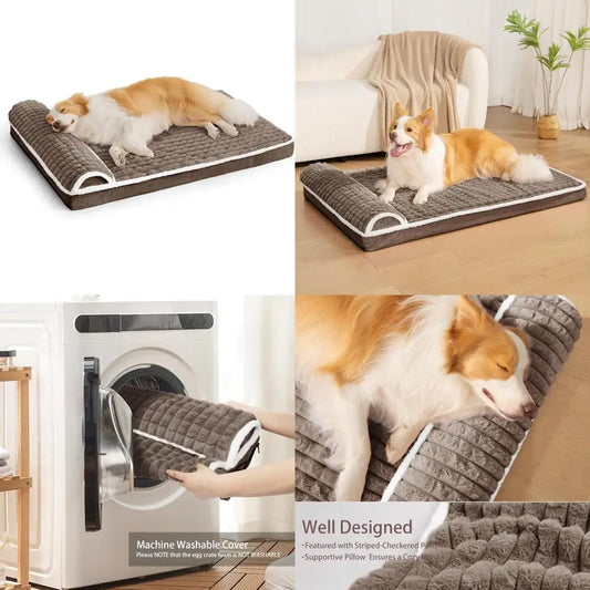 Orthopedic Dog Bed With Pillow Waterproof Egg Crate Foam