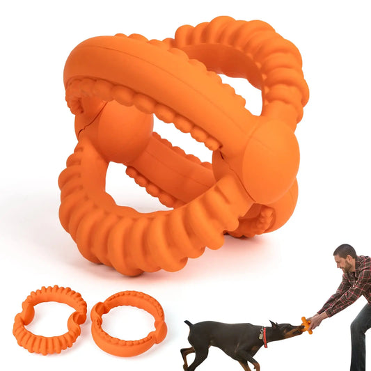 Interactive Detachable Dog Tug Toy with Natural Rubber Rings