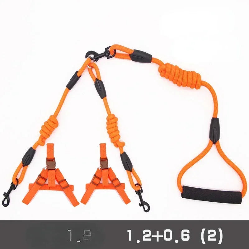 Double Dog Leash Coupler for Small Dogs Nylon Black Two Way Lead