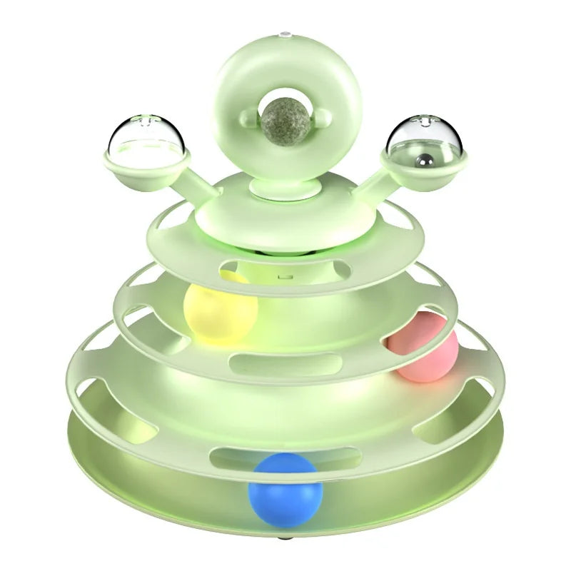 Interactive Cat Toy Tower With Roller Balls For Fun Playtime