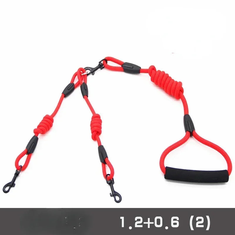 Double Dog Leash Coupler for Small Dogs Nylon Black Two Way Lead