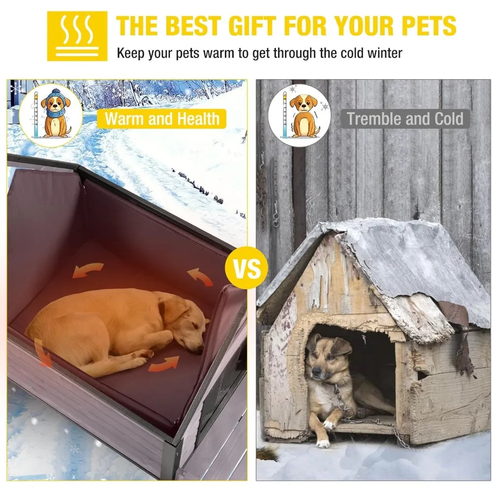 Insulated Outdoor Dog House With Metal Frame Weatherproof
