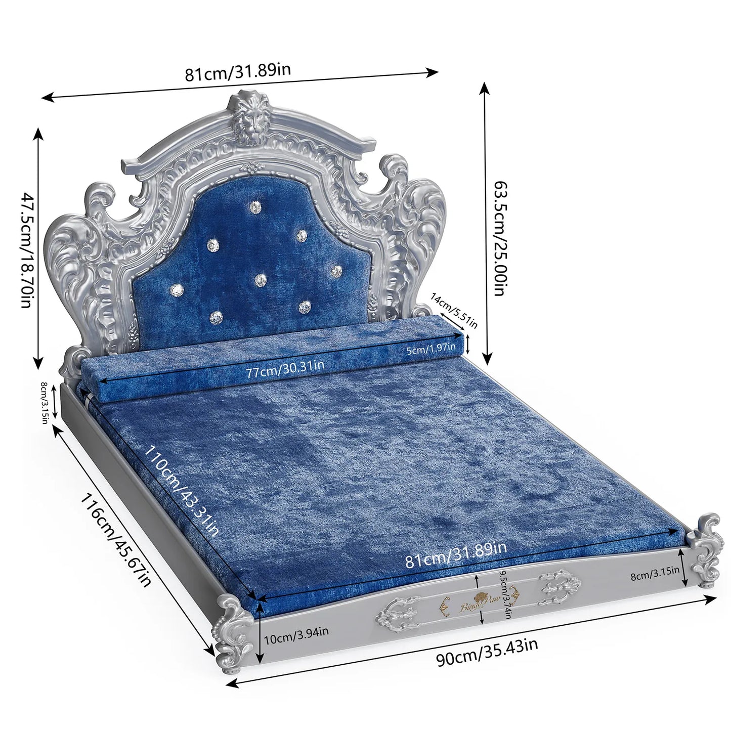 Bingopaw Luxury Pet Bed With Headboard European Style