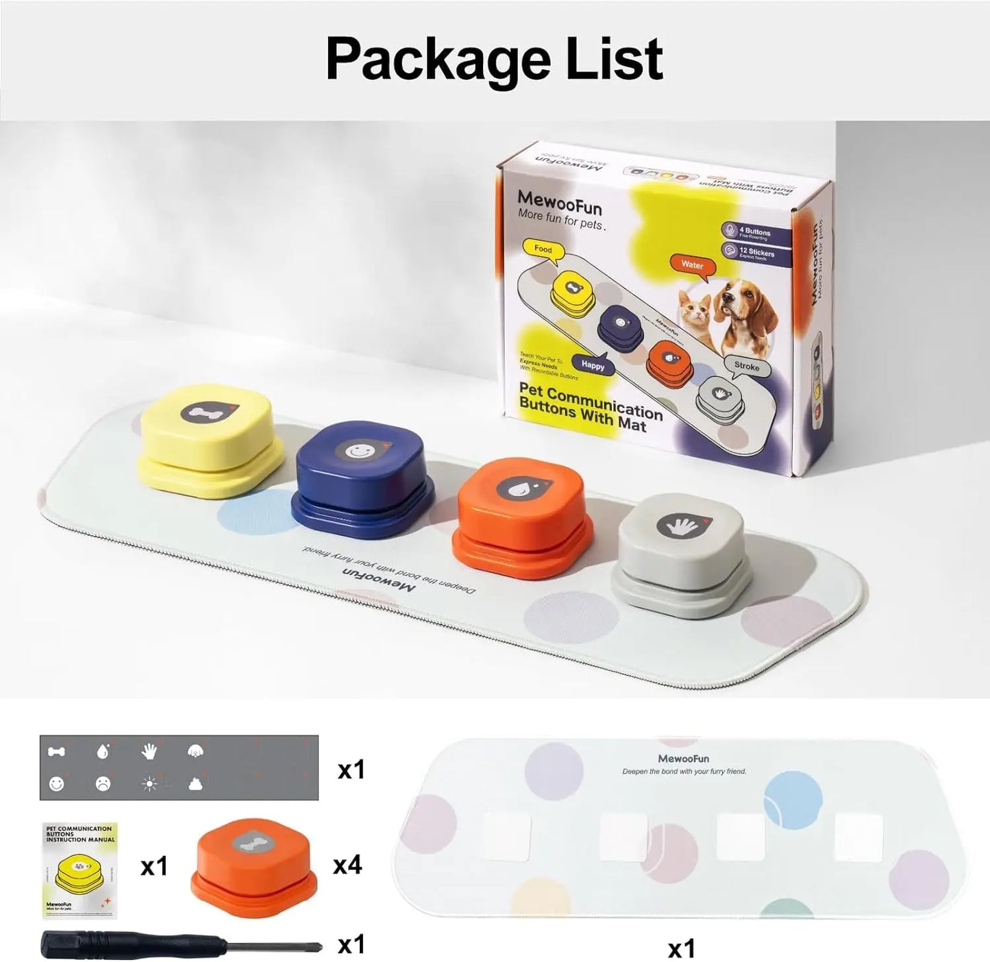 Mewoofun Interactive Voice Recording Dog Training Button Set