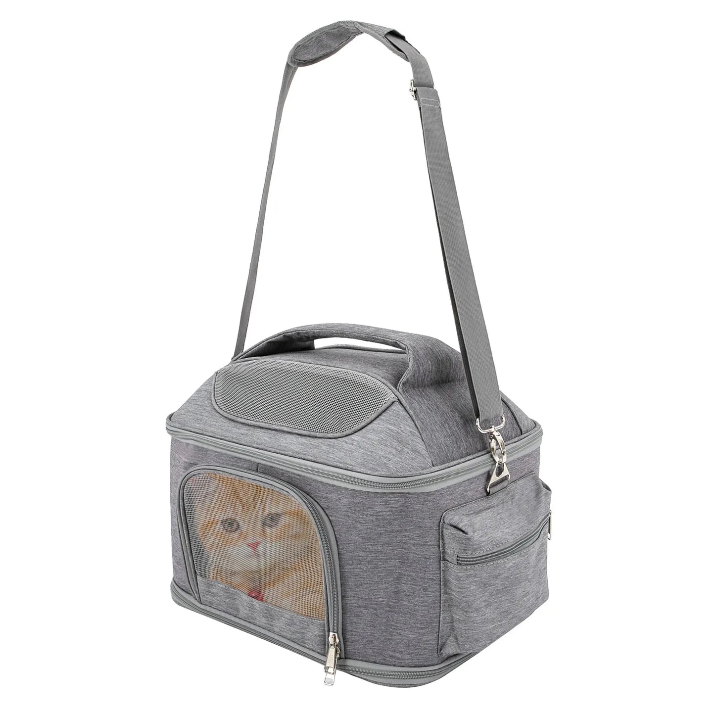 Cat Carrier Backpack Expandable Carrier with Breathable Mesh and Storage Pocket