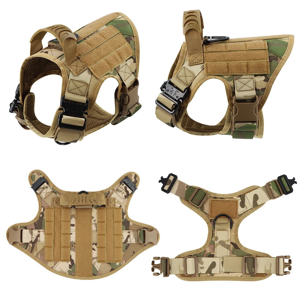 Large Dog Harness Collar Leash Set Tactical Vest for Training